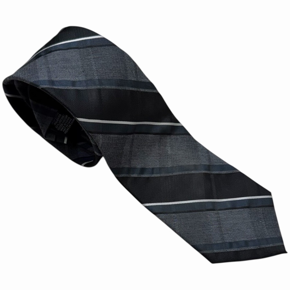 Van Heusen Gray Plaid Stripe Tie Blue White Classic Business‎